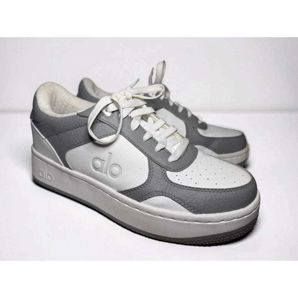 ALO Recovery Mode Sneakers Gray White Leather Unisex Women's 7.5 Mens Sz 6 EUC